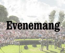 Foto från Ransäters hembyggdsgård med texten "Evenemang" skrivet mitt i fotot