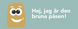 En illustrerad bild på den bruna påsen för enklare matavfallshantering.