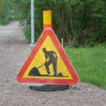 Skylt för vägarbete