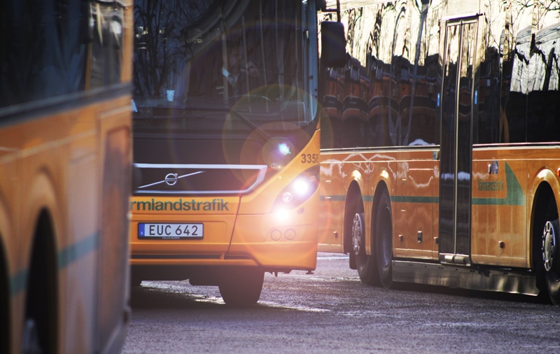 Tre bussar från Värmlandstrafik.